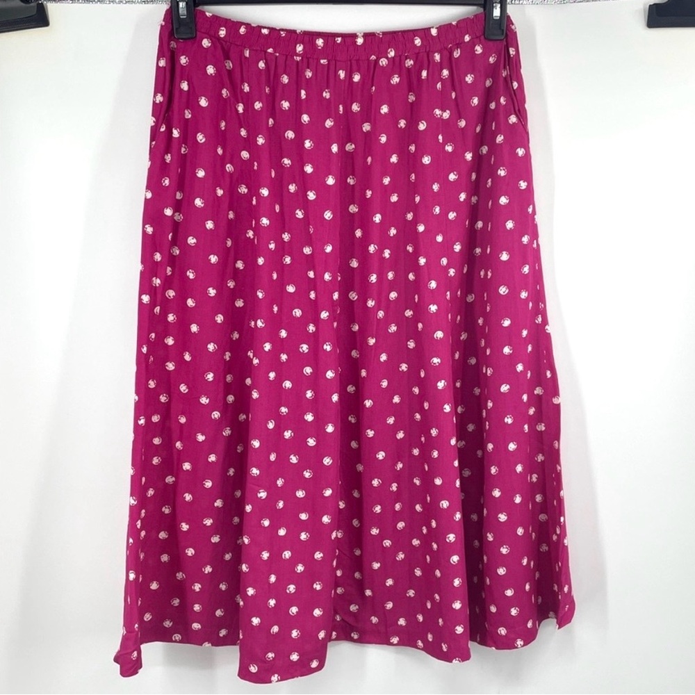 Vintage CHAUS Pink Abstract Dot Rayon Elastic Waist Skirt Size 12